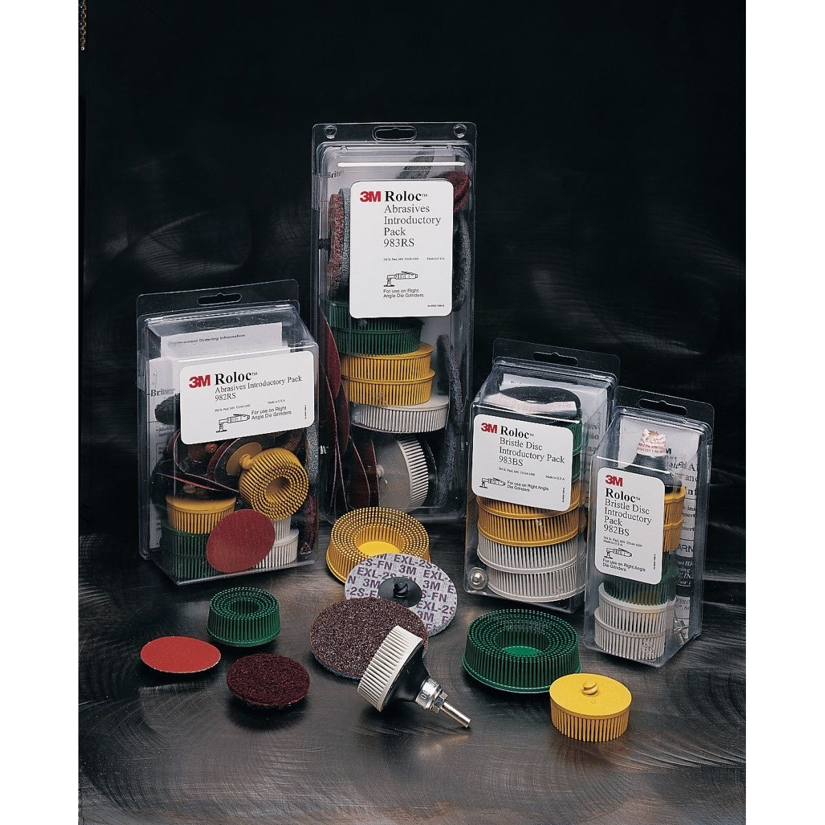 3M 982BS Roloc Bristle Disc Kit, TR, Assorted Grit, Multi-color, 2 in (7000120924) - (5Pack) - 2
