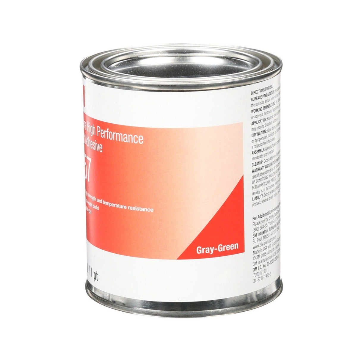 3M 1357 Neoprene High Performance Contact Adhesive, Gray-Green, 1 Pint Can (7000121201) (Case of 12) - (12Pack) - 3