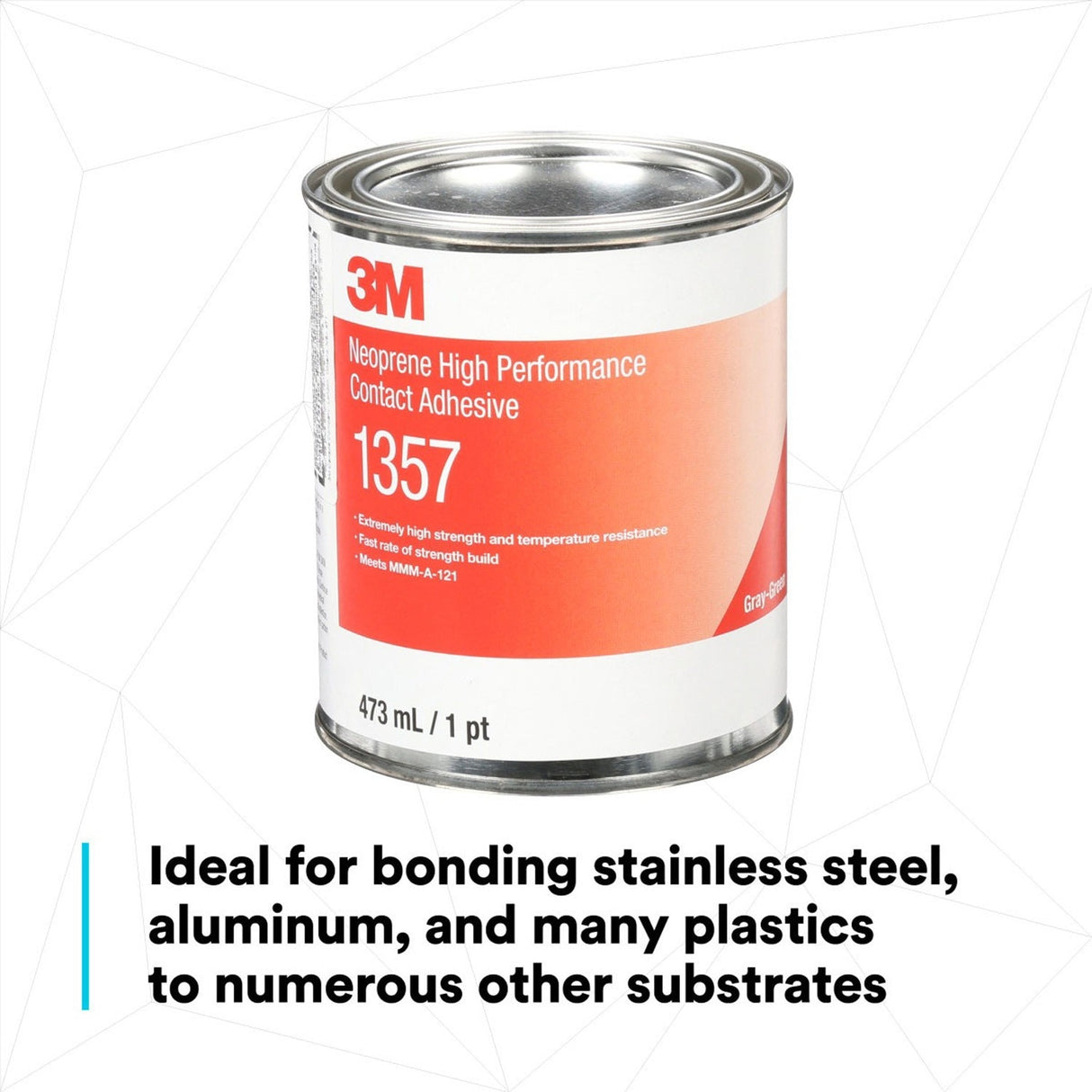 3M 1357 Neoprene High Performance Contact Adhesive, Gray-Green, 1 Pint Can (7000121201) (Case of 12) - (12Pack) - 5