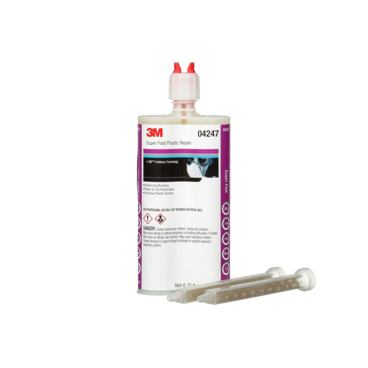 3M 04247 Super Fast Plastic Repair Two-Part Urethane Adhesive, Transparent, 200 mL 6.75 fl oz Cartridge (4247) (7000121226) - (6Pack)