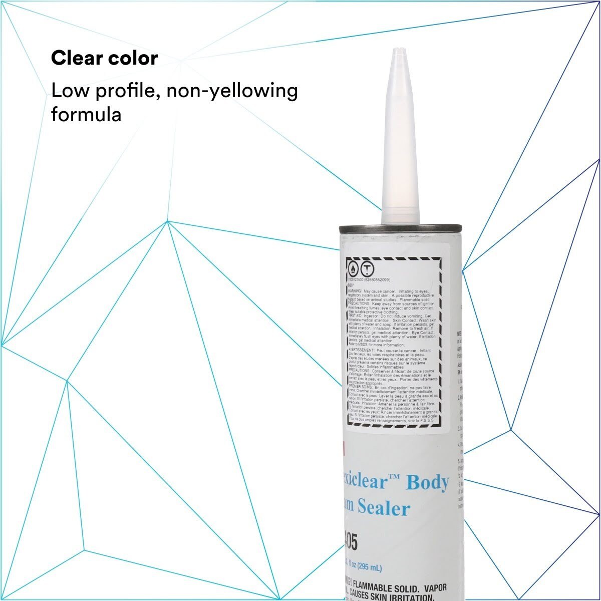 3M Flexiclear Body Seam Sealer, Transparent, 10 fl oz Cartridge (08405) (7000121530) - (12Pack) - 6