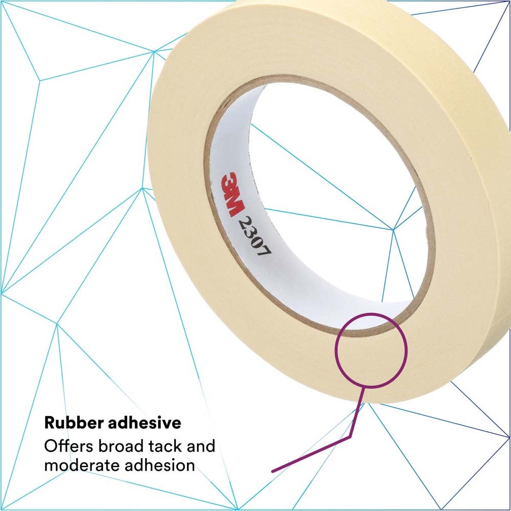 3M 2307 Masking Tape , Tan, 18 mm x 55 m, 5.2 mil (7000123530) (48 Pack) - 5