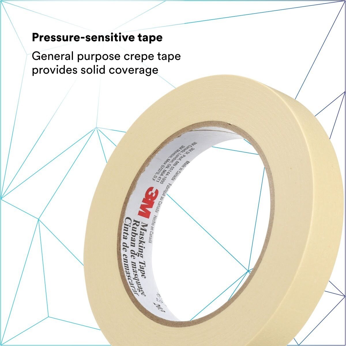 3M 203 General Purpose Masking Tape, Beige, 24 mm x 55 m, 4.7 mil (7000124085) - (36Pack) - 4