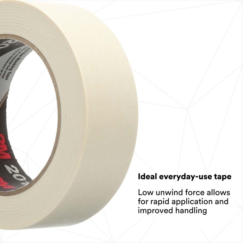 3M 201+ General Use Masking Tape, Tan, 1.42 in x 2.15 in, 4.4 mil - Easy-to-Use High Value Crepe Paper Tape (7000124882) (1 Piece) - 6