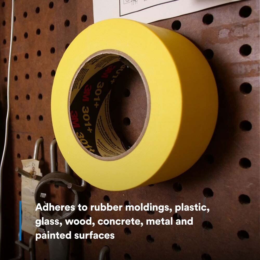 3M 301+ Performance Yellow Masking Tape , 96 mm x 55 m, 6.3 mil (7000124893) (8 Pack) - 5