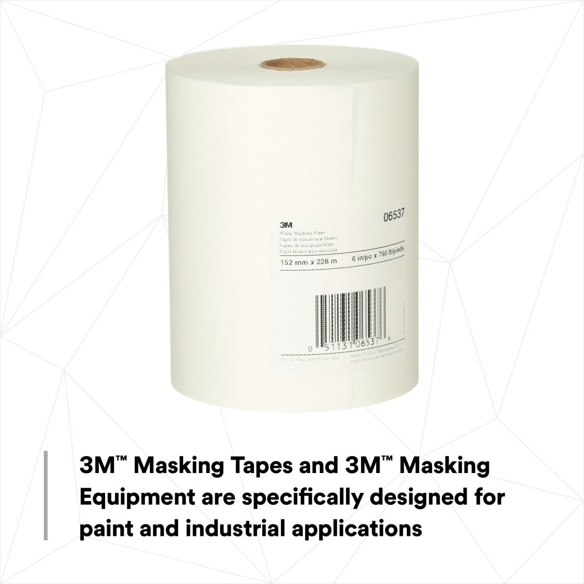 3M White Masking Paper, Heat Resistant, Flexible, Lint Free, 6 in x 750 ft (06537) (7000126065) - (6Pack) - 3