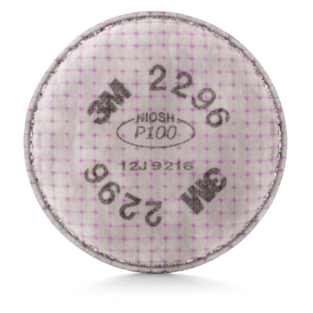 3M 2296 P100 Advanced Respirator Filter , Pair, Helps Protect Against Oil and Non-Oil Based Particulates, Nuisance Level Acid Gas Relief, Mining, Shipbuilding, Abatement, Utilities (7000127450) (100 Pack)