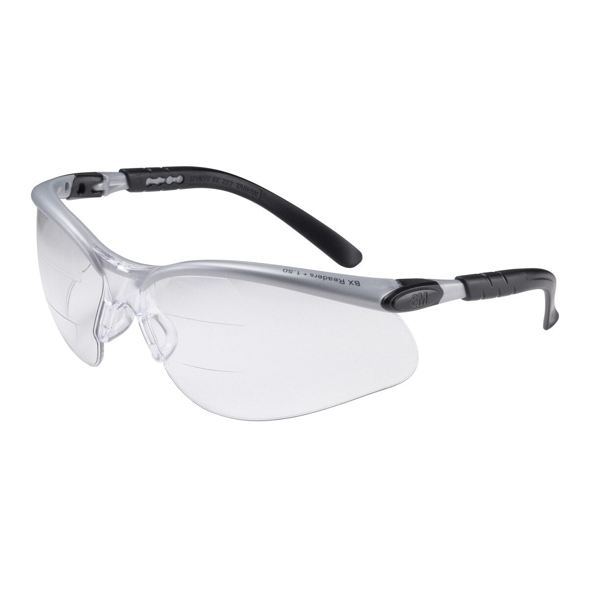 3M 11458-00000-20 BX Dual Reader Protective Safety Glasses, +2.0 Diopter, Anti-Fog Clear Lens, Silver/Black Frame (7000127662) - (20Pack)