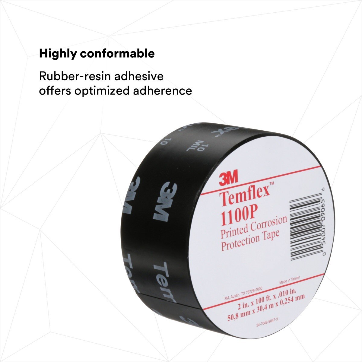 3M 1100P-2X100FT Temflex Vinyl Corrosion Protection Tape 1100 Printed Black 2 in x 100 ft (7000132166) - (24Pack) - 4