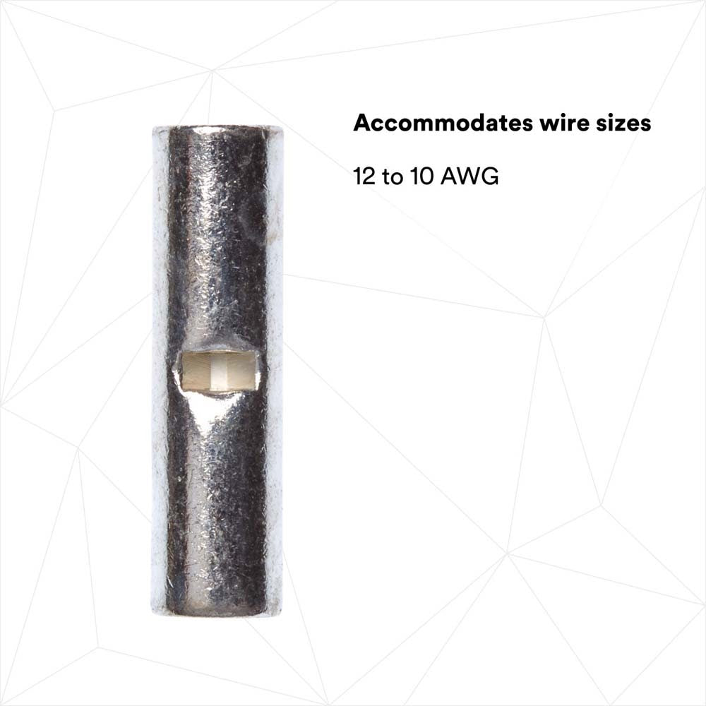 3M M10BCK Scotchlok Butt Connector, Non-Insulated Seamless , 12-10 AWG, built-in wire stop for correct positioning (7000132268) (500 Pack) - 2