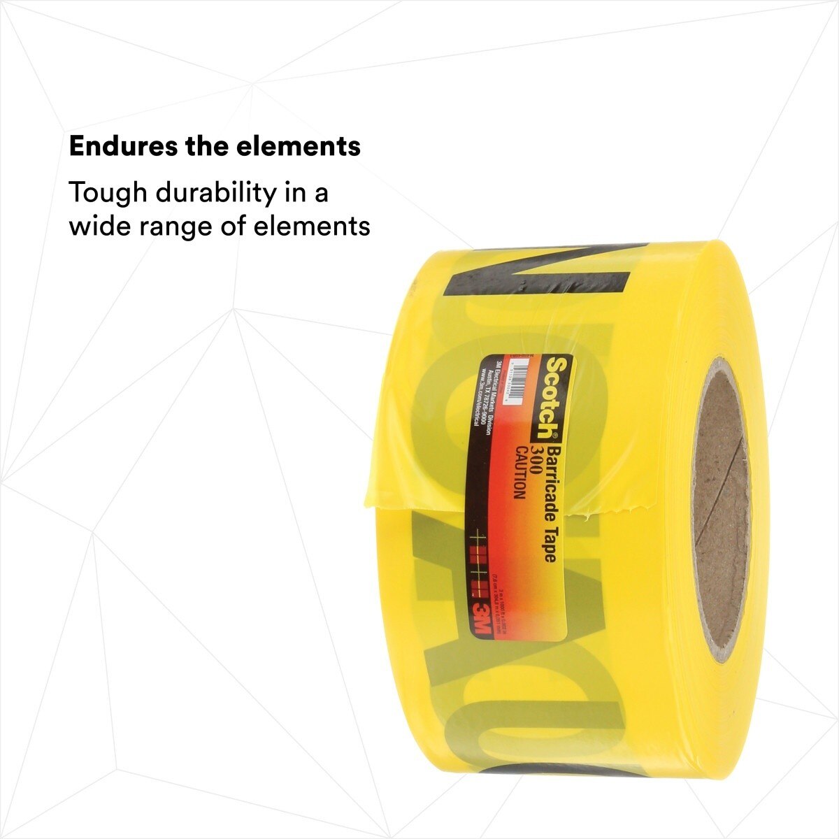 3M Scotch Barricade Tape 300 CAUTION Yellow 3 in x 1000 ft (300-Y-3X1000FT) (7000132906) - (8Pack) - 9