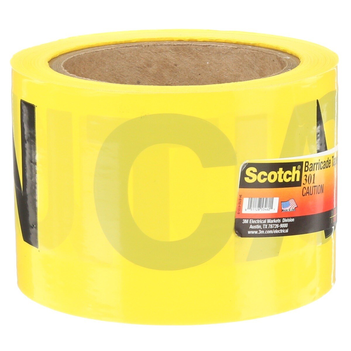 3M Scotch Barricade Tape 301, CAUTION, Non-adhesive, Yellow, 3 in x 300 ft (301-Y-3X300FT) (7000132914) - (16Pack) - 4