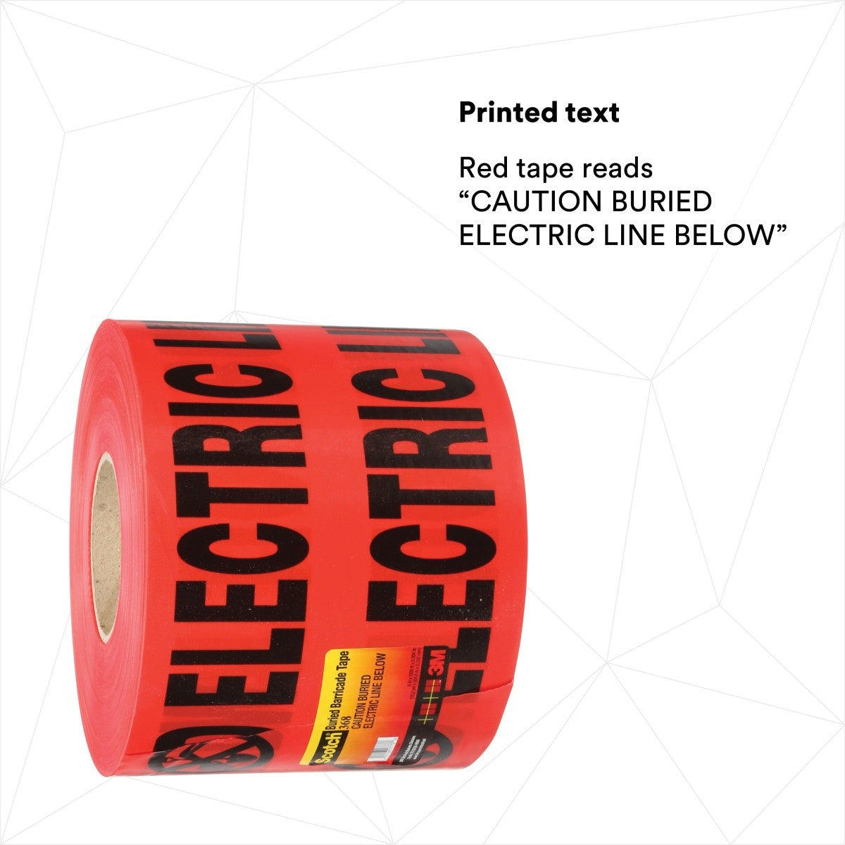 3M 368-R-6X1000FT Scotch Buried Barricade Tape CAUTION BURIED ELECTRIC LINE BELOW Red 6 in x 1000 ft (7000133186) - (4Pack) - 4