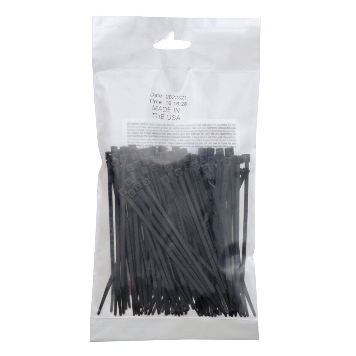 3M CT4BK18-C Cable Tie, Self-locking, Nylon 6/6, Black, 4 in, 18 lb Tensile Strength (7000133450) (1000 Pack) - 4