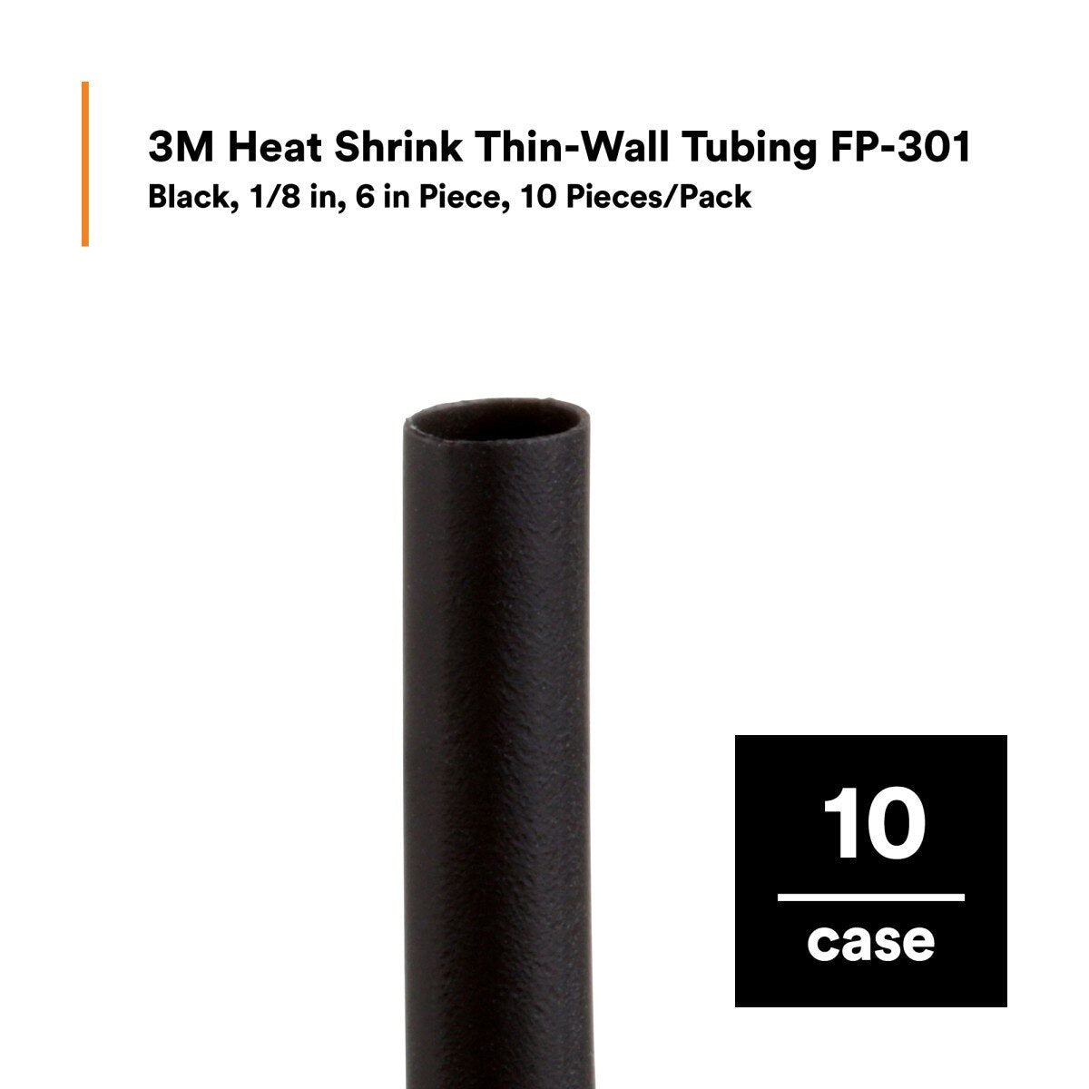 3M FP0.125BK6"P Heat Shrink Thin-Wall Tubing FP-301, Black, 1/8 in ID, 6 in Pieces (7000133690) (100 Pack) - 5