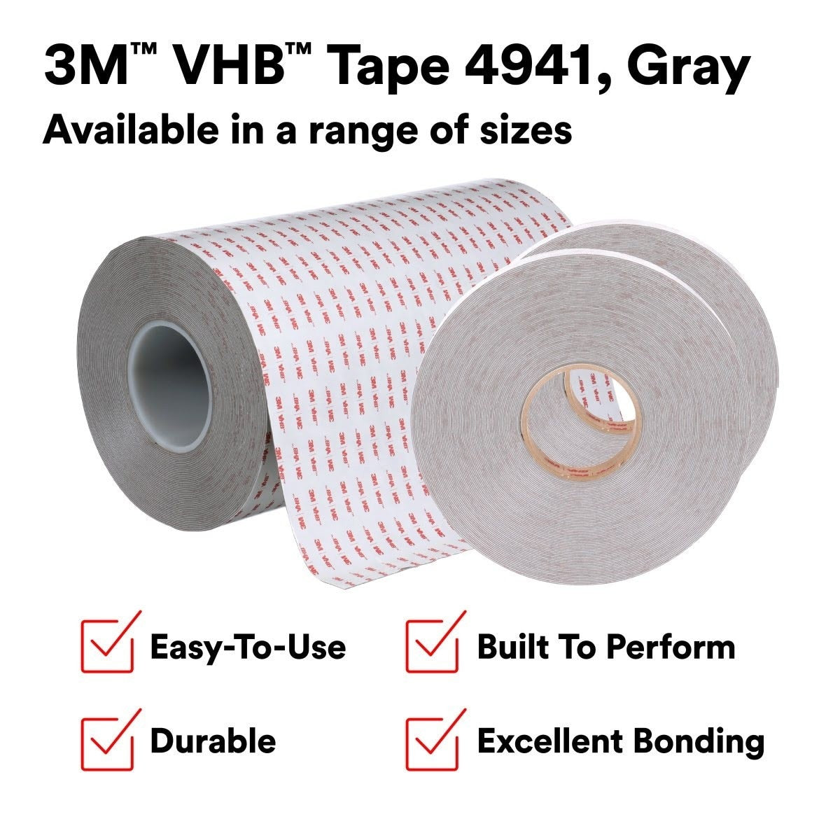 3M 4941 VHB Double Sided Acrylic Foam Tape, Gray, 3/4 in x 36 yd, 45 mil (7000143430) (12 Pack) - 8