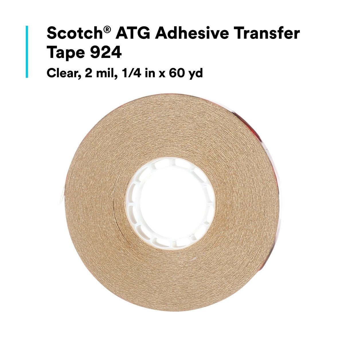 3M 924 Scotch ATG Adhesive Transfer Tape, Clear, 2 mil, 1/4 in x 60 yd (7000144701) (12 Pack) - 5