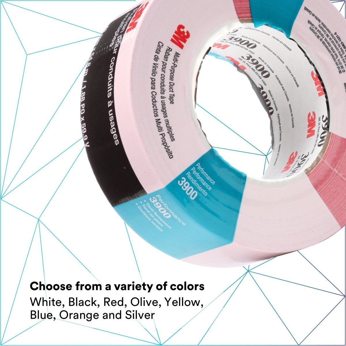 3M 3900 Multi-Purpose Duct Tape, Red, Rubber Adhesive, Water Resistant, 48 mm x 54.8 m, 8.1 mil (7000144749) - (24Pack) - 4