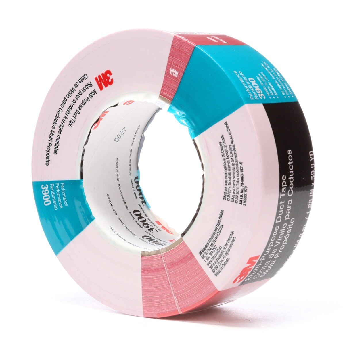 3M 3900 Multi-Purpose Duct Tape, Red, Rubber Adhesive, Water Resistant, 48 mm x 54.8 m, 8.1 mil (7000144749) - (24Pack) - 5