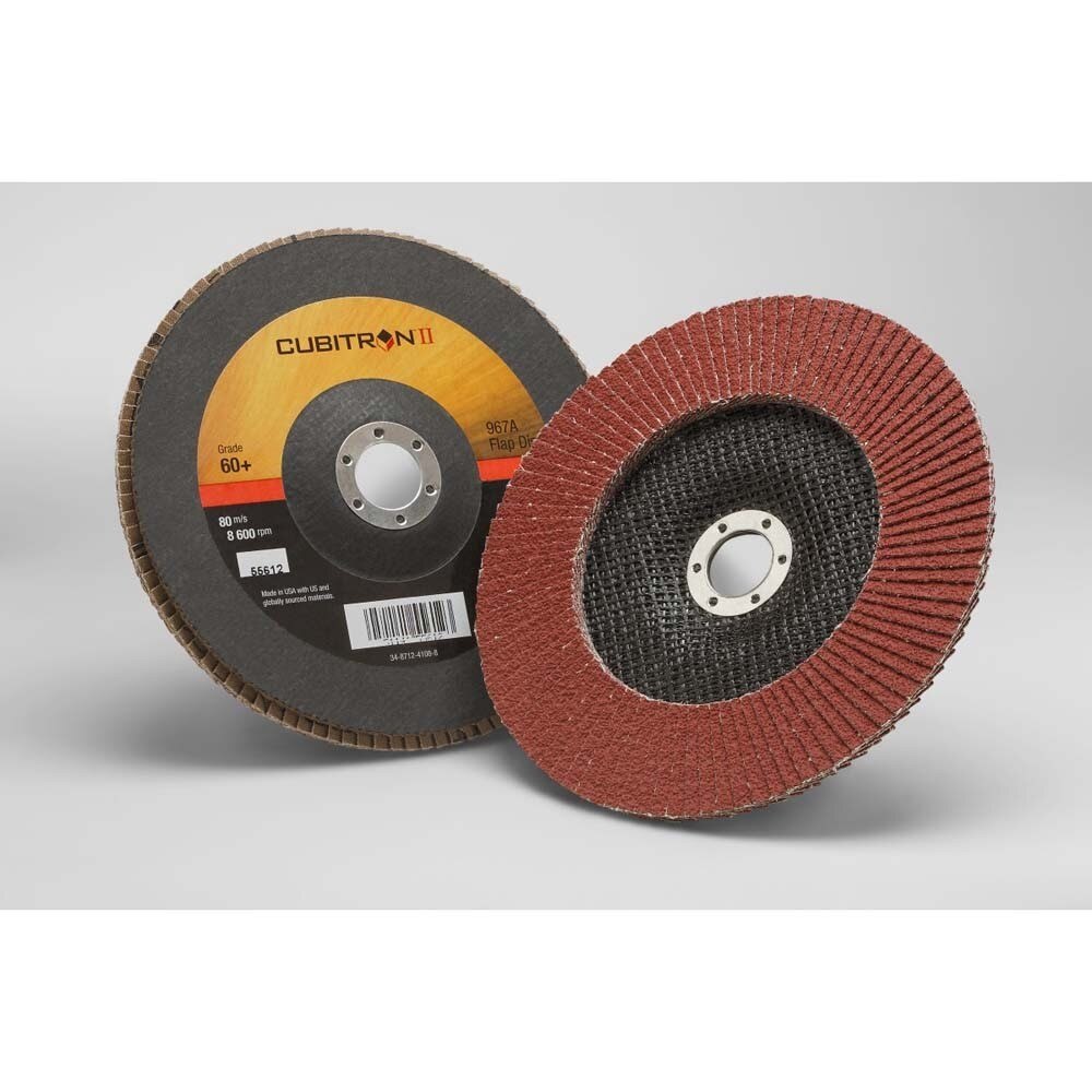 3M 967A Cubitron II Flap Disc , 60+, T27, 7 in x 7/8 in, Medium Pressure Applications, Light Deburring, Scale Removal, Oxide Removal, Surface Prep (7000148185) (5 Pack)