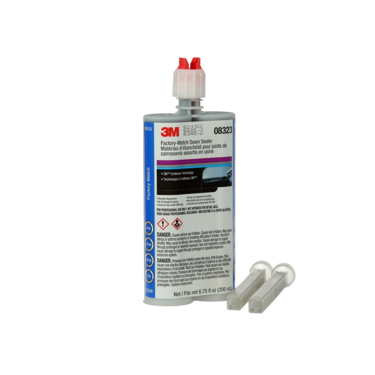 3M Factory-Match Seam Sealer, Two-Part Urethane, Medium/High Viscosity, Black, 200 mL/6.75 fl oz Cartridge (08323) (7000148202) - (6Pack) - 2