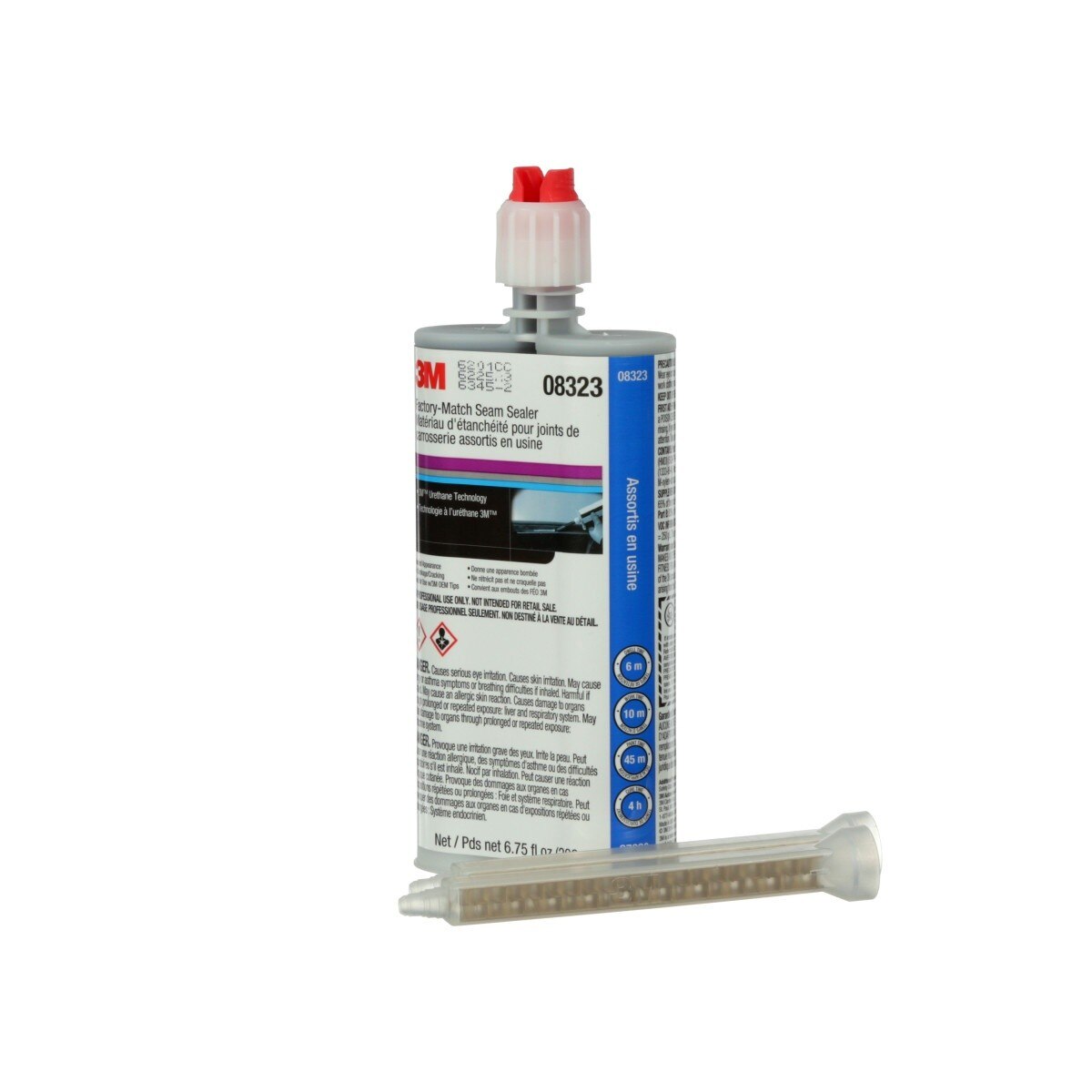 3M Factory-Match Seam Sealer, Two-Part Urethane, Medium/High Viscosity, Black, 200 mL/6.75 fl oz Cartridge (08323) (7000148202) - (6Pack) - 3