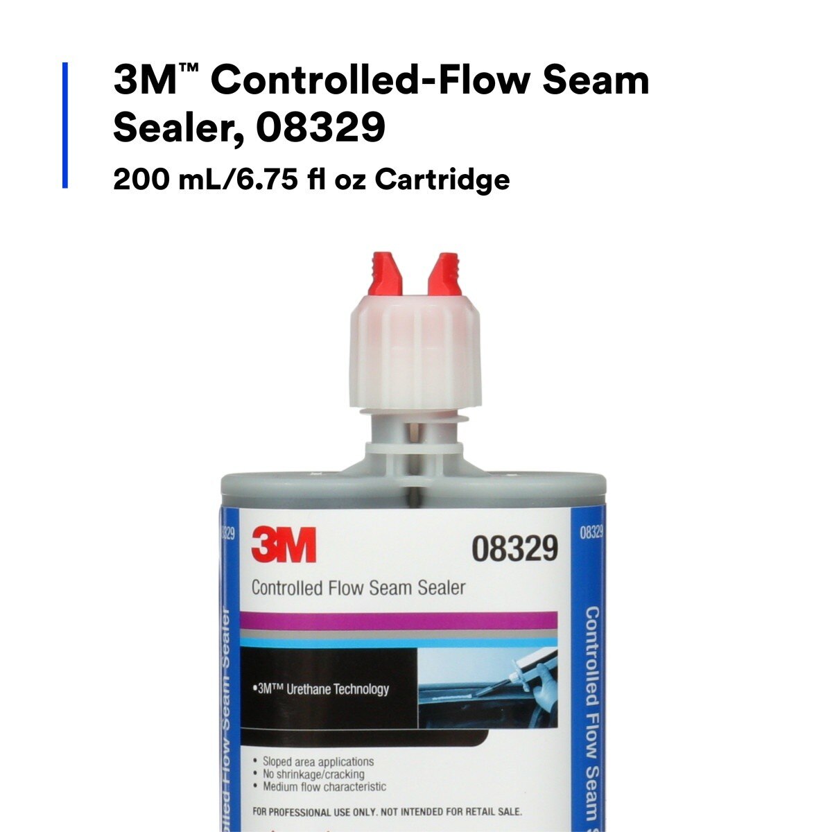 3M 08329 Controlled-Flow Seam Sealer, Solvent Free, Weather Resistant, Urethane, Black, 200 mL/6.75 fl oz Cartridge (7000148203) - (6Pack) - 6