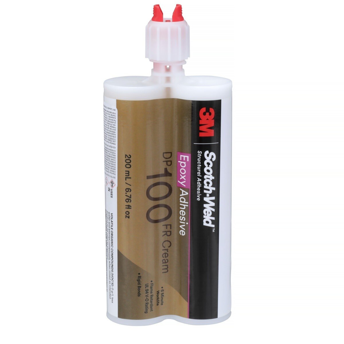 3M DP100FR Epoxy Adhesive, Flame Retardant, Cream, 200 mL Duo-Pak Cartridge (100FR) (7000148268) - (12Pack)