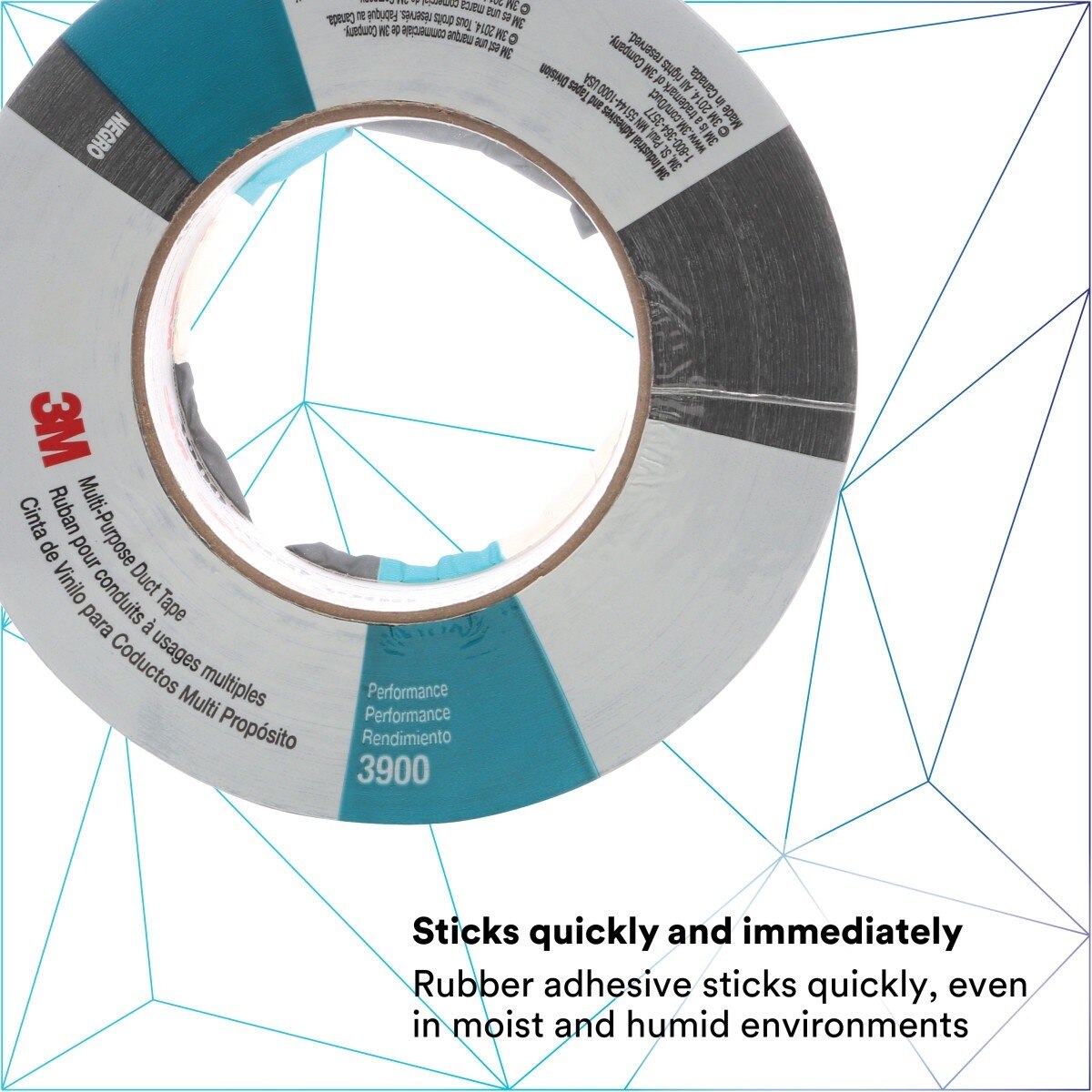 3M 3900 Multi-Purpose Duct Tape, Black, 48 mm x 54.8 m, 7.6 mil, Rubber Adhesive, Water Resistant (7000148383) - (24Pack) - 2