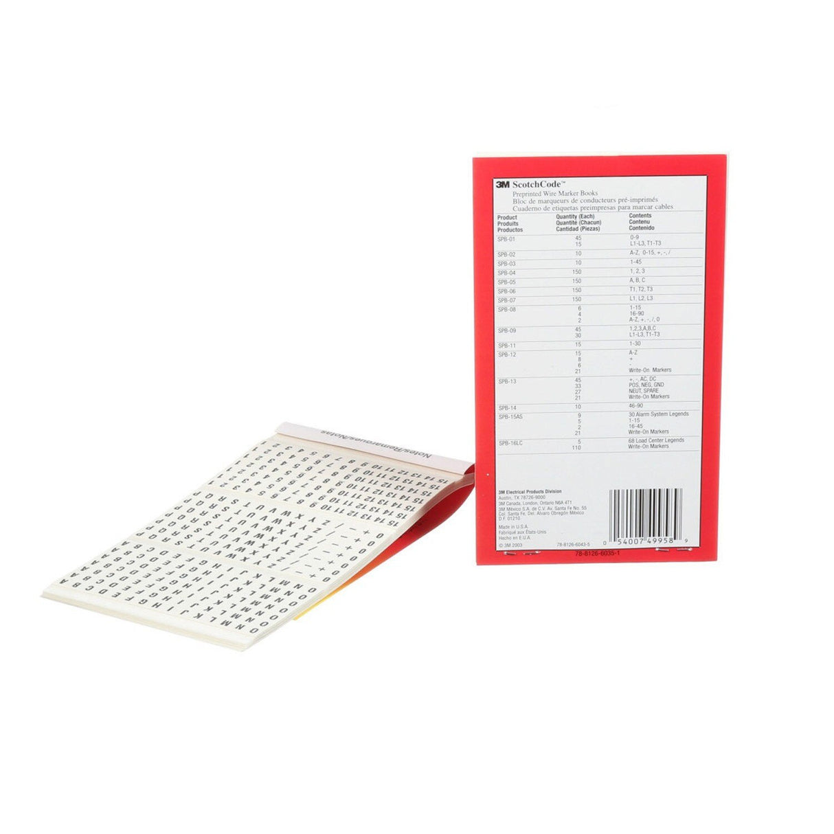 3M ScotchCode Pre-Printed Wire Marker Book Black Print on White Background (SPB-08) (7000148836) - (5Pack) - 3