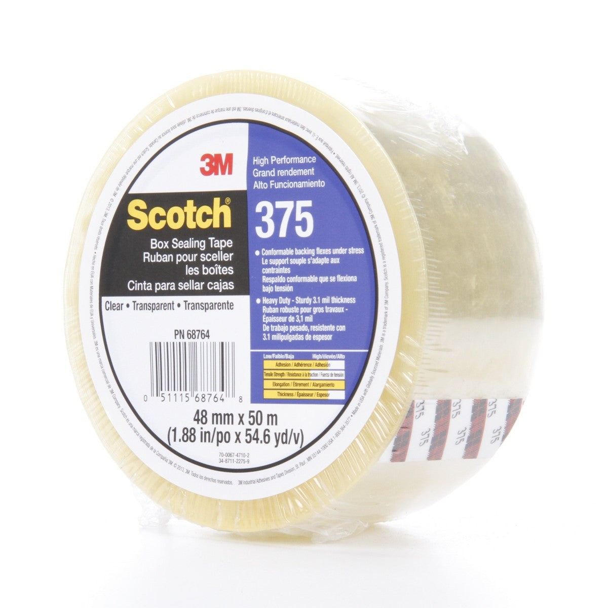 3M 375 Scotch Box Sealing Tape, Clear, 48 mm x 50 m (7010295456) - 5