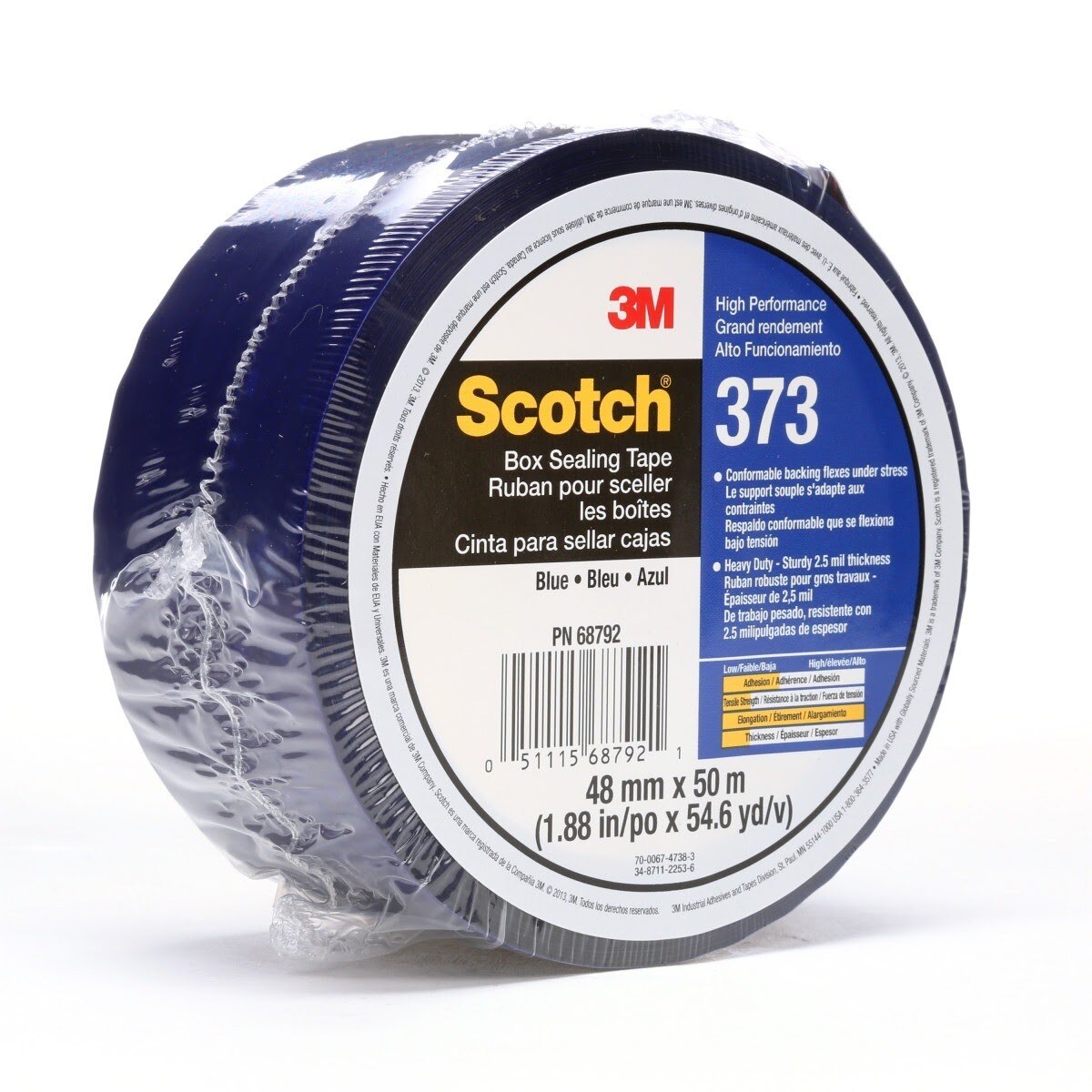 3M 373 Scotch Box Sealing Tape, Blue, 48 mm x 50 m, Individually Wrapped Conveniently Packaged (7010312443) - (36Pack) - 2