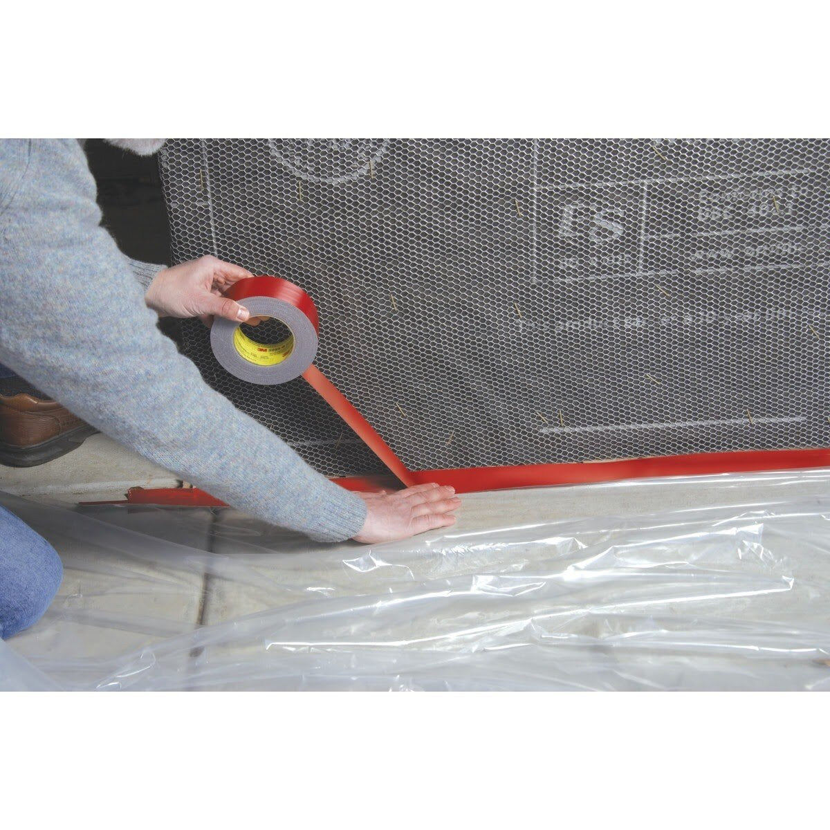3M 5903 Outdoor Masking Poly Tape, Red, 5 in x 60 yd, 7.5 mil (7010334725) (80 Pack) - 6