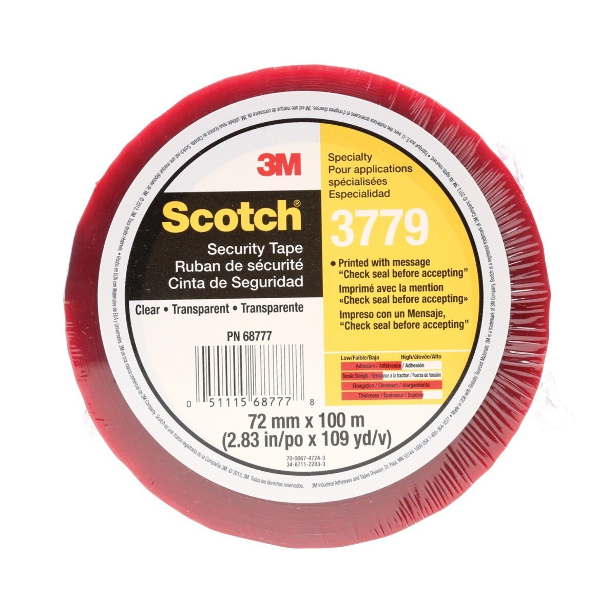 3M 3779 Scotch Security Message Box Sealing Tape, Clear, 72 mm x 100 m, Individually Wrapped Conveniently Packaged (7010335124) - (24Pack) - 3