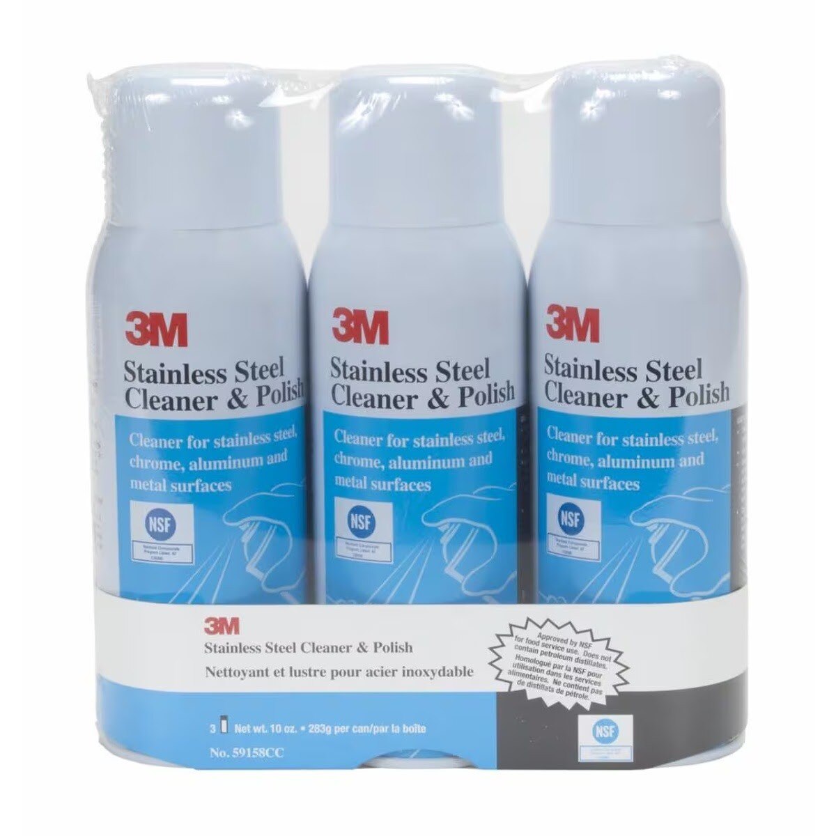 3M Stainless Steel Cleaner and Polish, 10 Oz Aerosol Foam for Stainless Steel Chrome Laminated Plastic Aluminum (59158CC) (7010340387) - (12Pack)