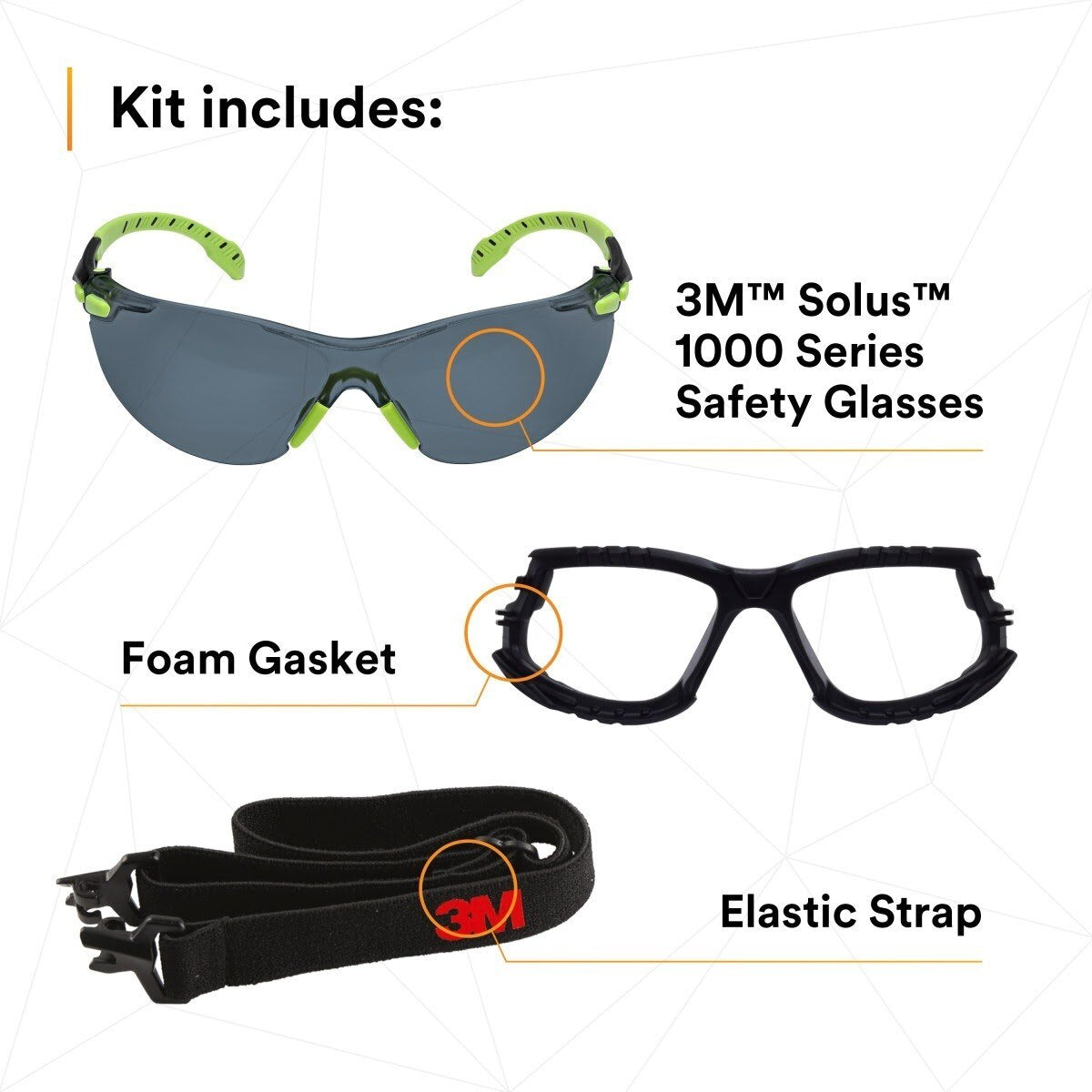 3M S1202SGAF-KT Solus 1000-Series Foam Strap, Green/Black, Grey Scotchgard Anti-fog Lens (7010341346) - (20Pack) - 3