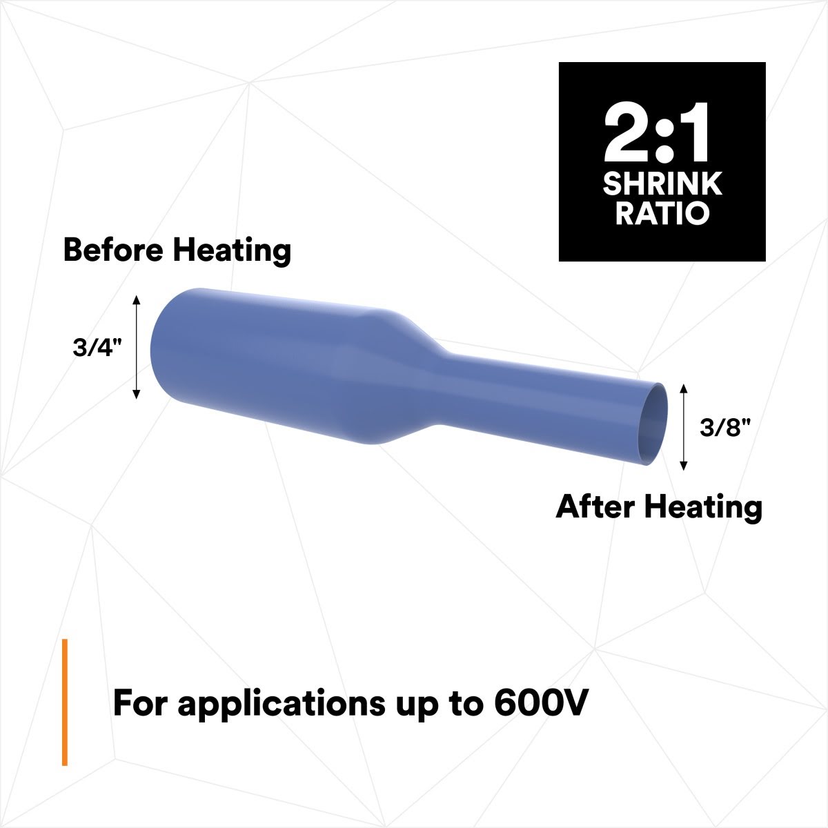 3M Heat Shrink Thin-Wall Tubing FP-301, Blue, 2 to 1 Shrink Ratio, Electrical Insulation, 3/4 in, 200 ft Spool (FP0.750BU200L) (7010349739) - (3Pack) - 2