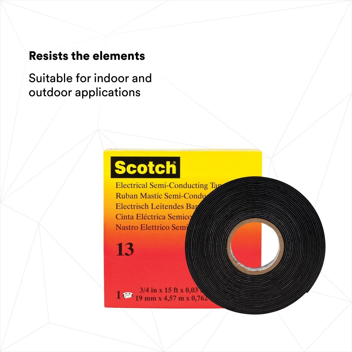 3M 13-3/4X10FT-K Scotch Electrical Semi-Conducting Tape 13, Black, 3/4 in x 10 ft (7010353829) (2000 Pack) - 2