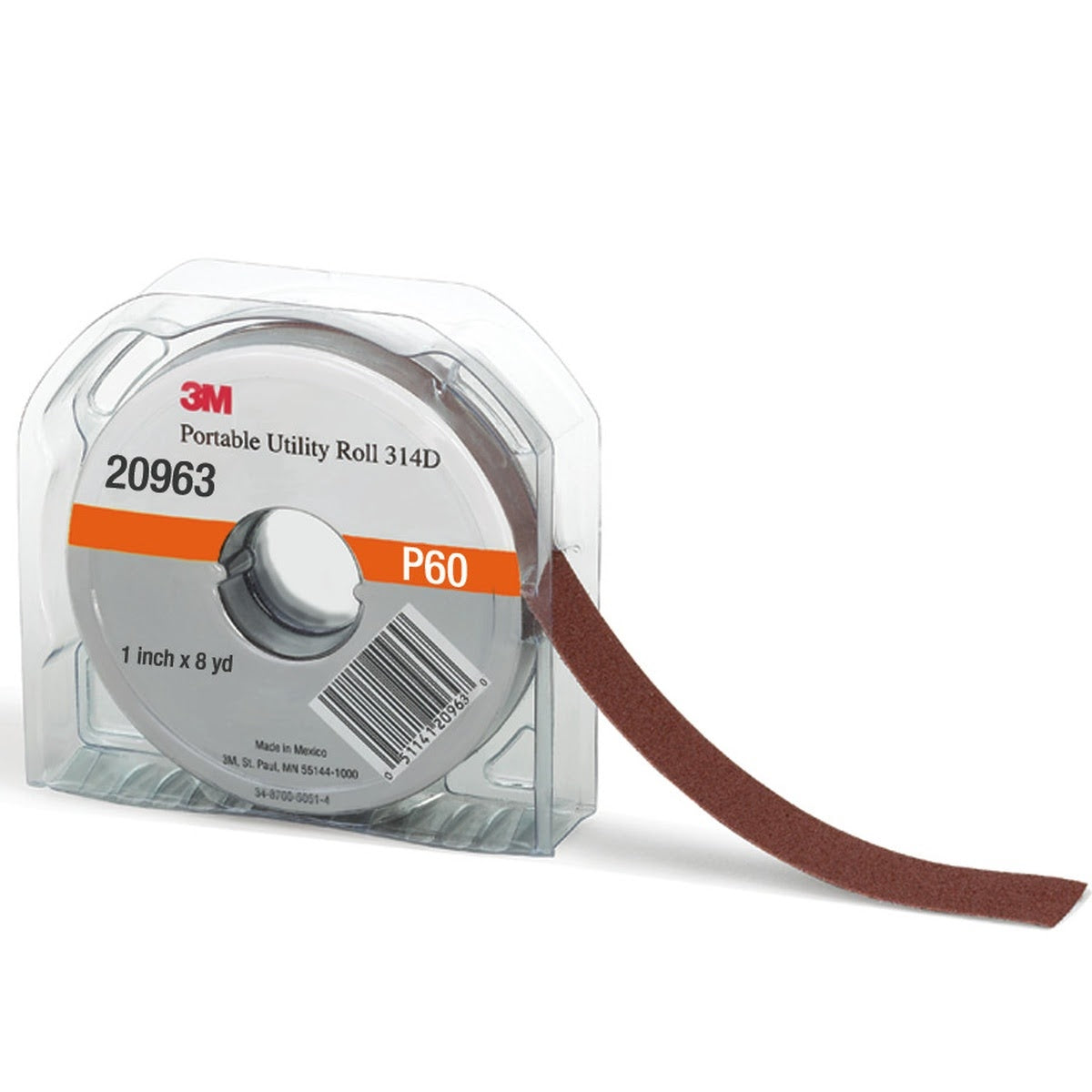 3M 314D Portable Utility Cloth, P60 X-weight, 1 in x 8 yd (7010360119) - (5Pack)