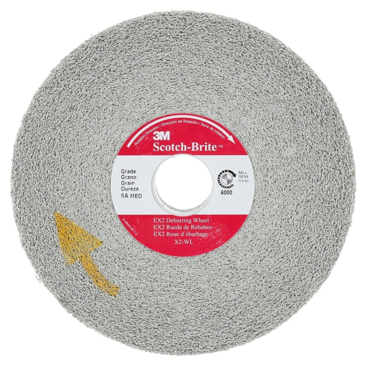 3M X2-WL Scotch-Brite EX2 Deburring Wheel, 9S Fine, 12 in x 1 in x 5 in (7010366210)