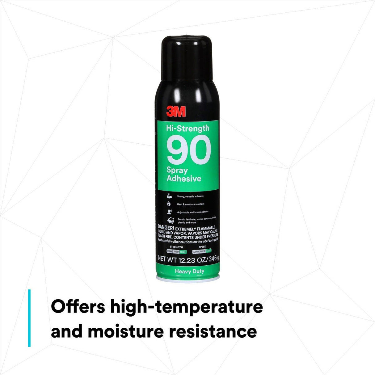 3M 90 Hi-Strength Spray Adhesive, Clear, 16 fl oz Can, Net Wt 12.23 oz, Permanent, Bonds Laminate, Wood, Concrete, Metal, Plastic (7010366483) - (12Pack) - 5