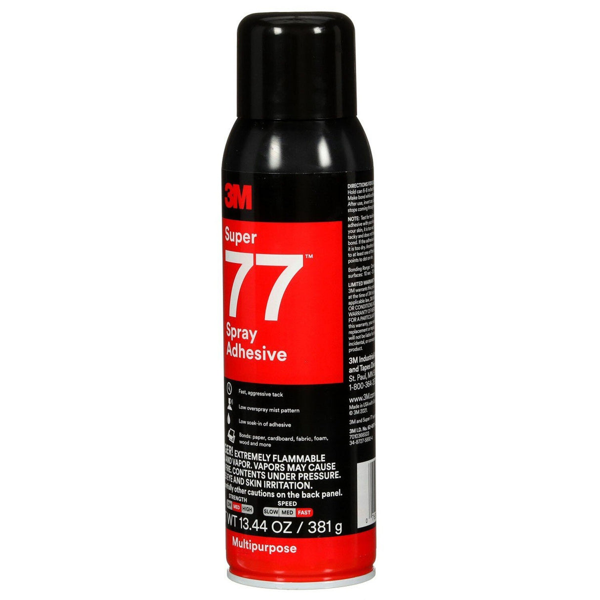 3M 77 Super 77 Multipurpose Spray Adhesive, Clear, 16 fl oz Can, Net Wt 13.44 oz, bonds Paper Cardboard Fabric Plastic Metal Wood (7010366503) - (12Pack) - 2