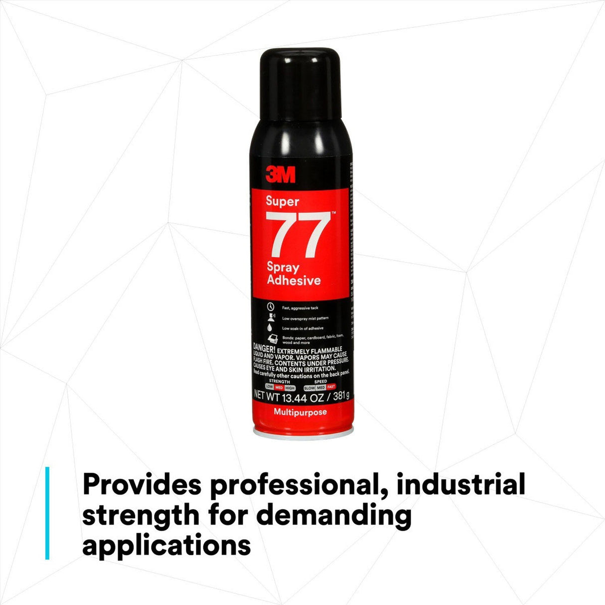 3M 77 Super 77 Multipurpose Spray Adhesive, Clear, 16 fl oz Can, Net Wt 13.44 oz, bonds Paper Cardboard Fabric Plastic Metal Wood (7010366503) - (12Pack) - 7
