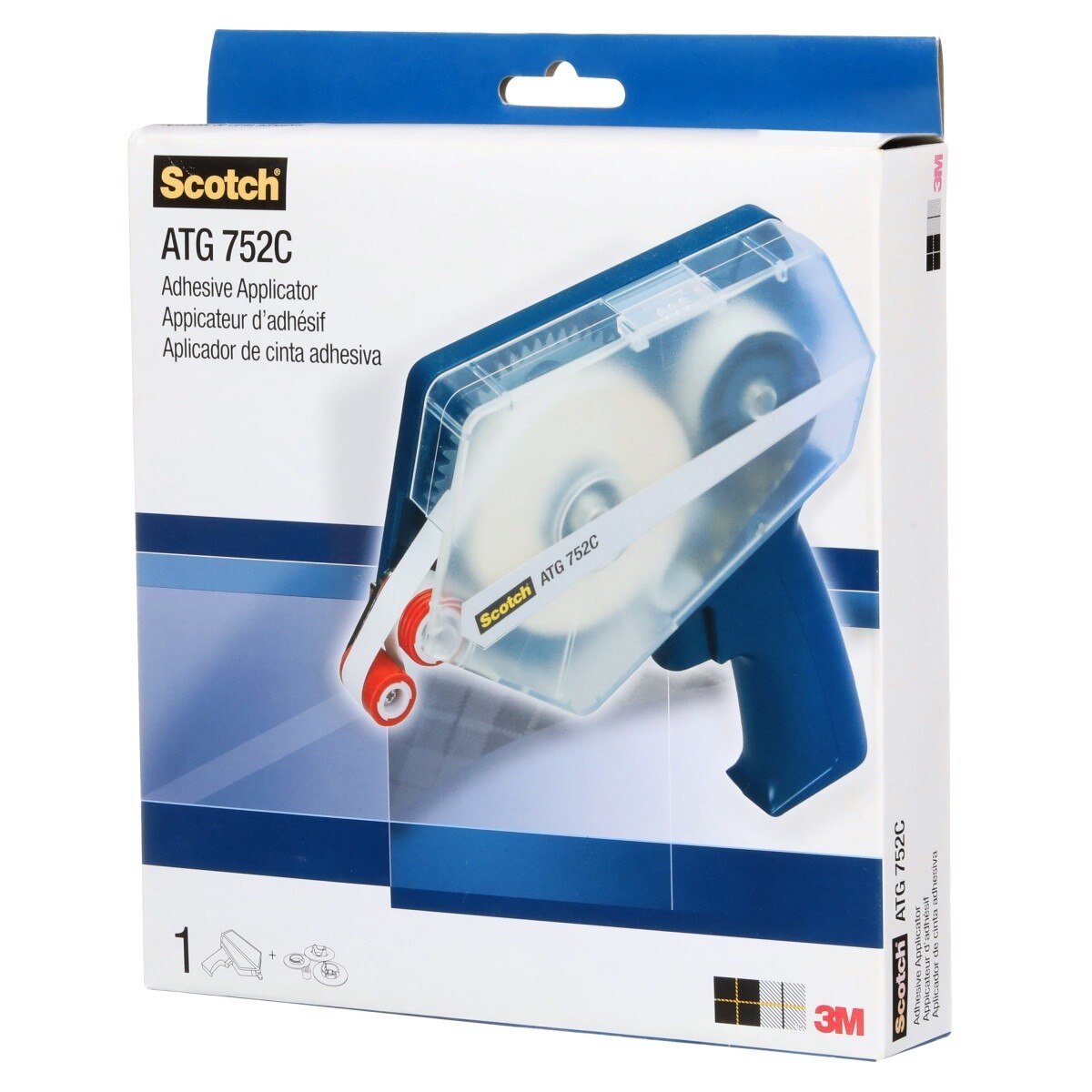 3M ATG 752C Scotch Adhesive Applicator for 1/2 in and 3/4 in Wide Rolls, Blue (752C) (7010374918) - (6Pack) - 6