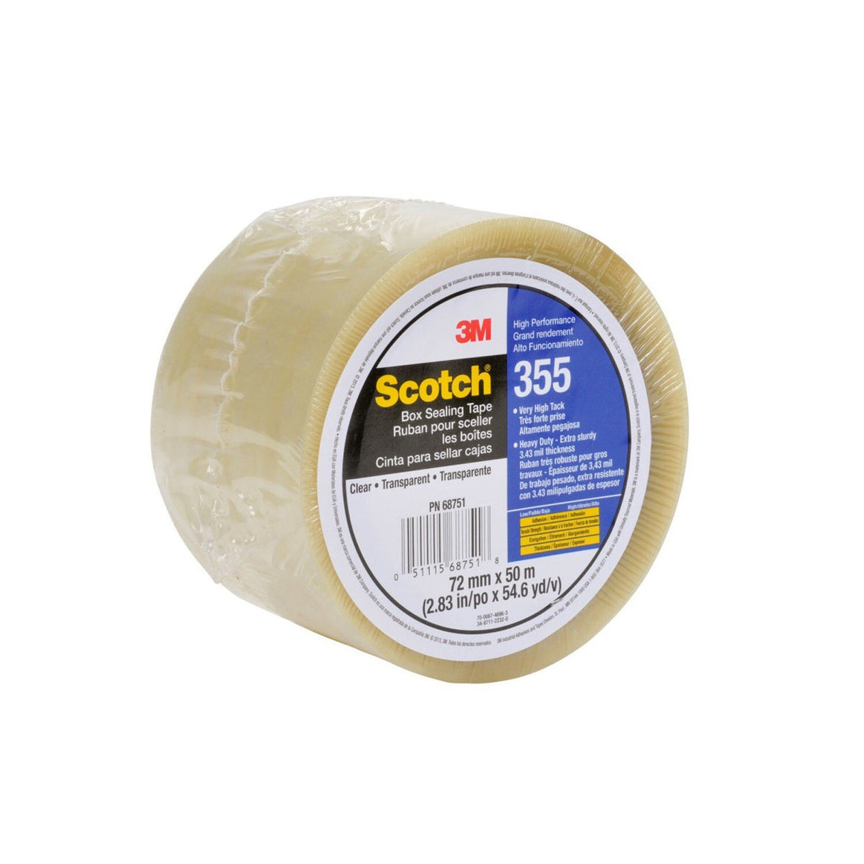 3M 355 Scotch Box Sealing Tape, Clear, 72 mm x 50 m, High Performance (51115687518) (7010374956) - (24Pack) - 5