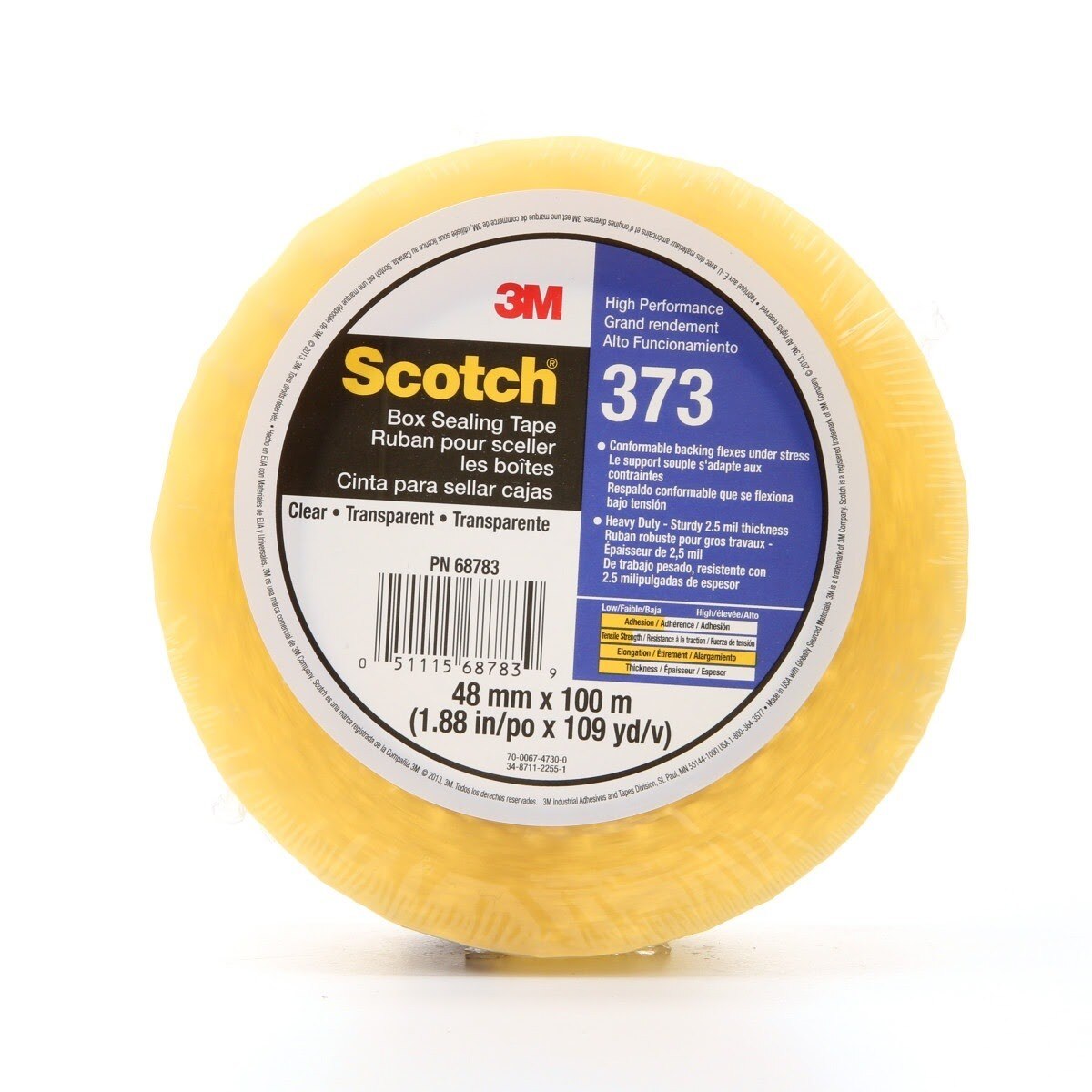 3M 373 Scotch Box Sealing Tape, Clear, 48 mm x 100 m, Individually Wrapped Conveniently Packaged (7010374966) - (36Pack)