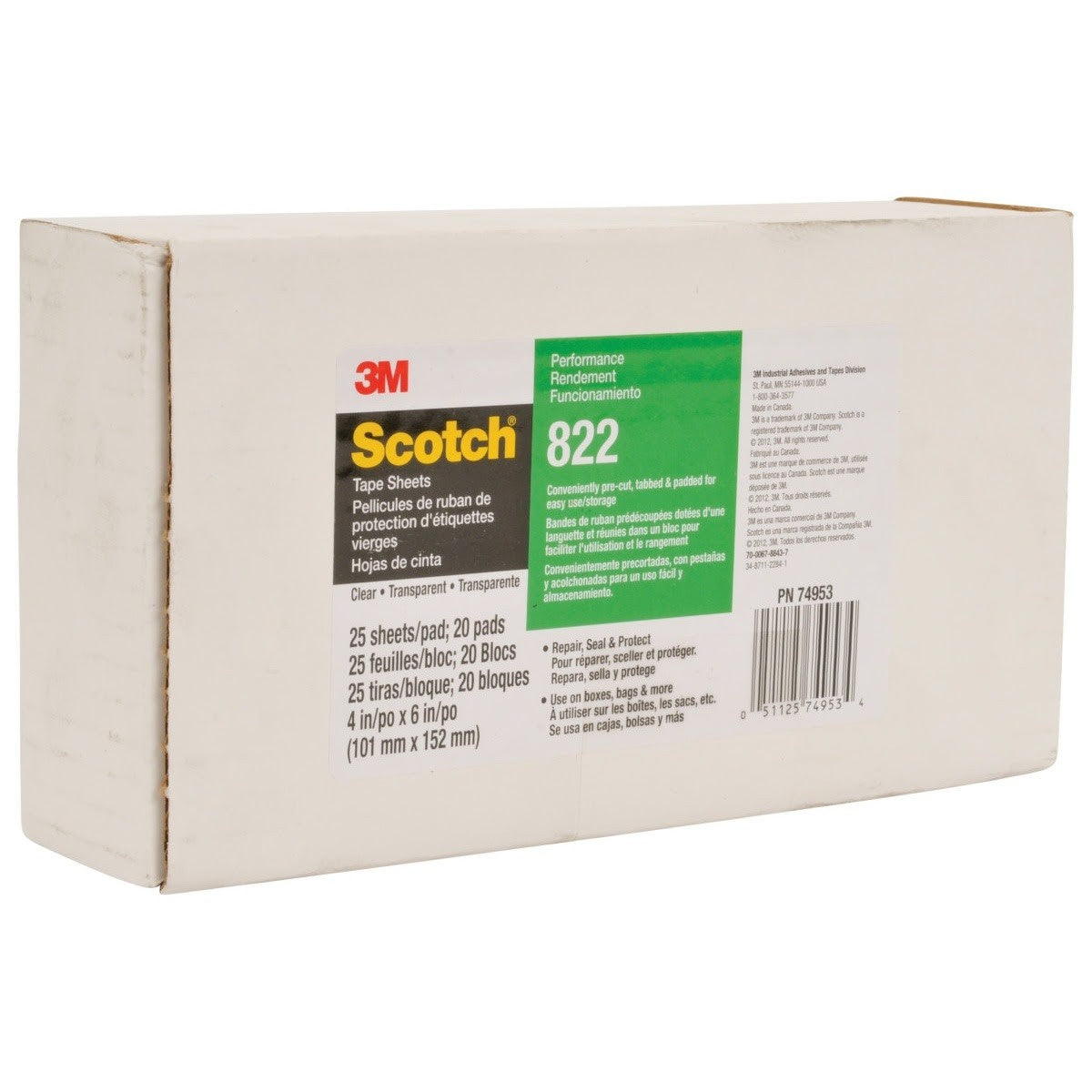 3M 822 Tape Sheets, Clear, 4 in x 6 in, Conveniently Packaged (7010375610) - (25Pack) - 5