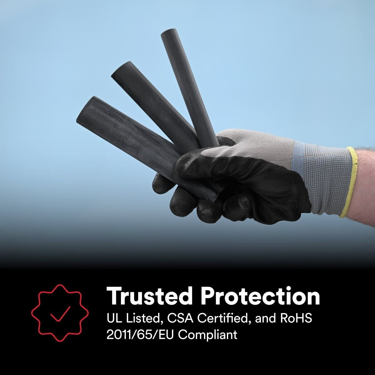 3M Thin-Wall Heat Shrink Tubing EPS-300, Adhesive-Lined, 1/8 in Black, 6 in Piece, 10 Tubes (E30.125BK6P) (7010399008) - (10Pack) - 10