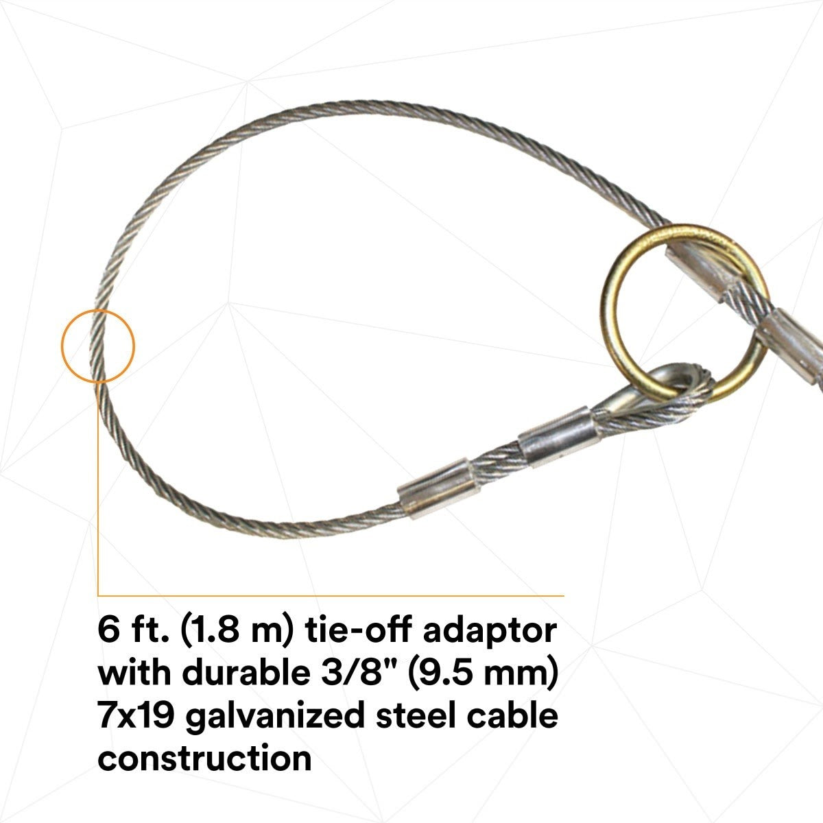 3M 2100193 Protecta Pass-Thru Cable Tie-Off Adapter Anchor, Galvanized Steel, 6 ft (7012818264) - 5