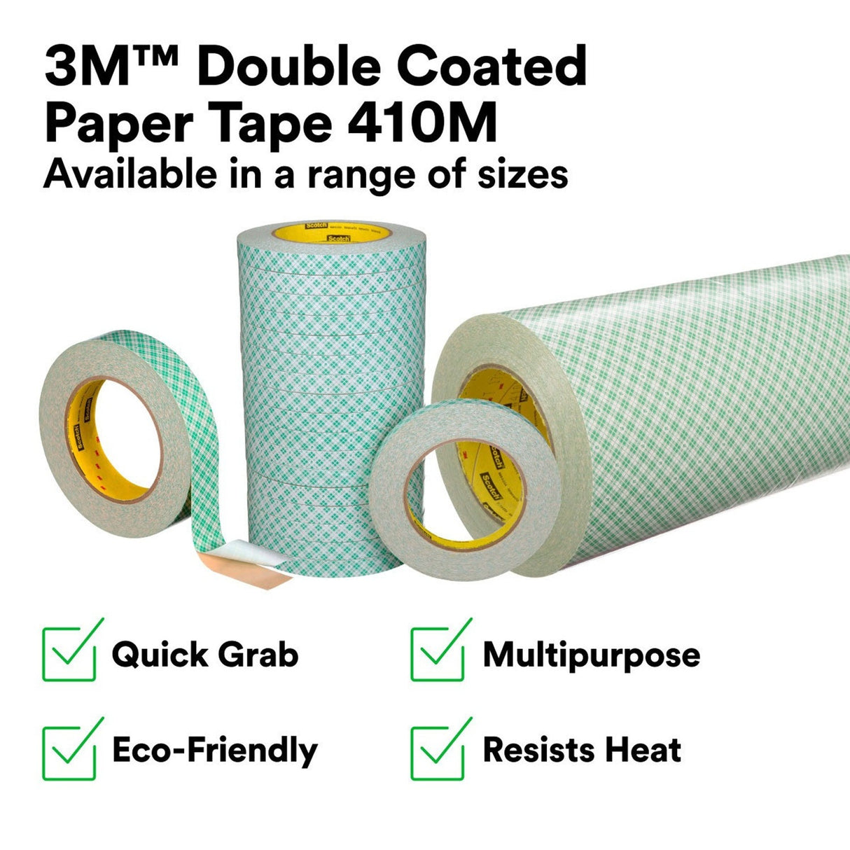 3M Scotch Double Coated Paper Tape, Natural, 1 in x 36 yd, 5 mil (410M) (7100007291) (Case of 36) - (36Pack) - 5